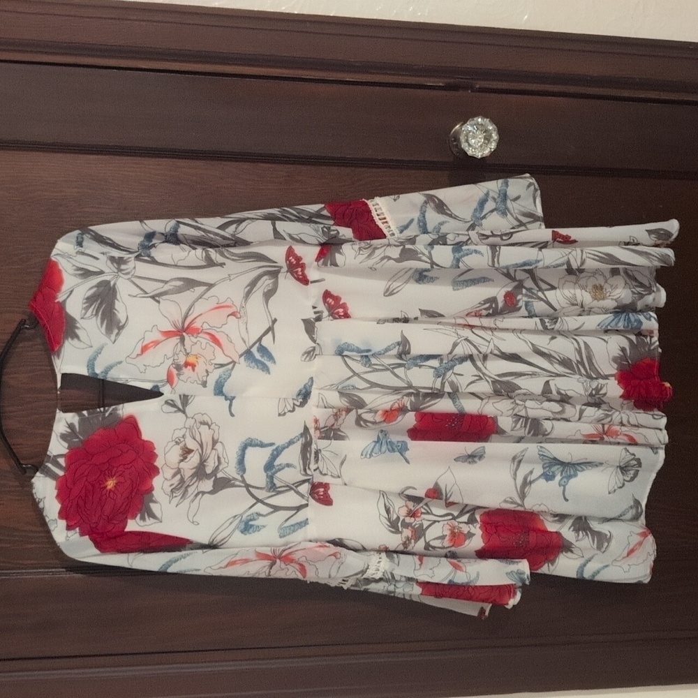 Umgee Long Sleeve Floral Bohemian Mini Dress Size Small - Picture 6 of 8